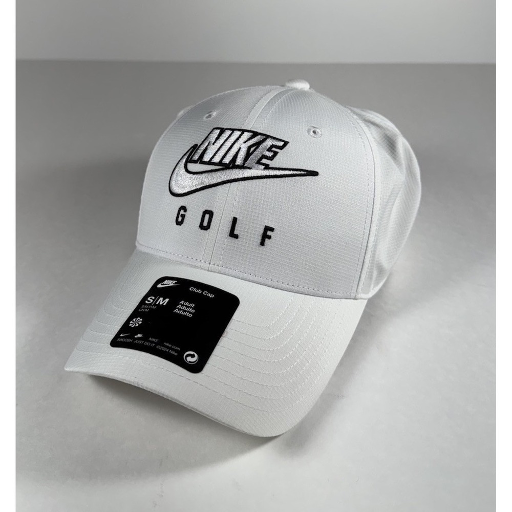 NIKE Club Structured Golf Futura Swoosh Cap Hat White Mens‎ Sz S/M *NEW* C11451